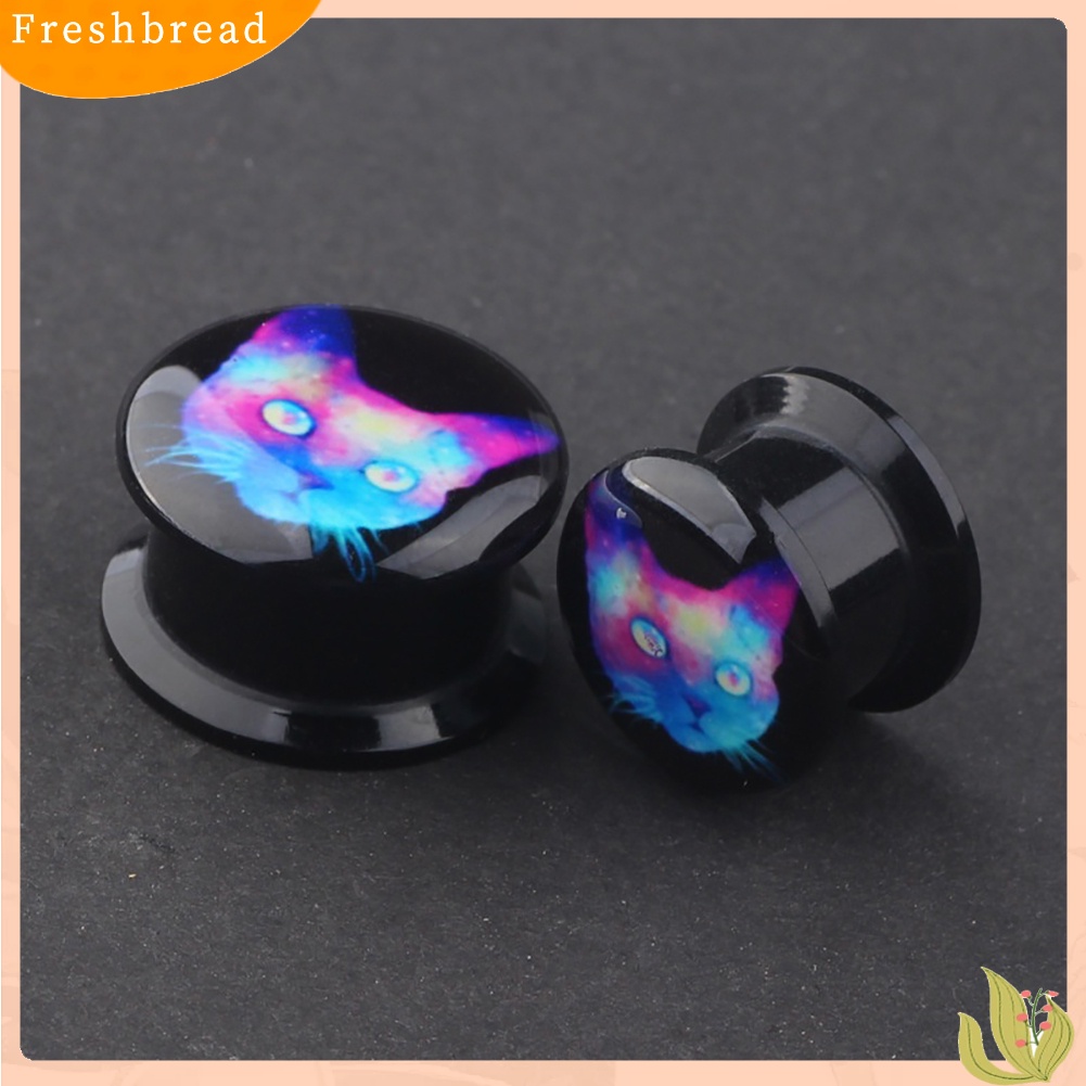 &lt; Freshbread &gt; Akrilik Kucing Dicetak Unisex Piercing Ear Gauges Plugs Tunnel Earrings Jewelry