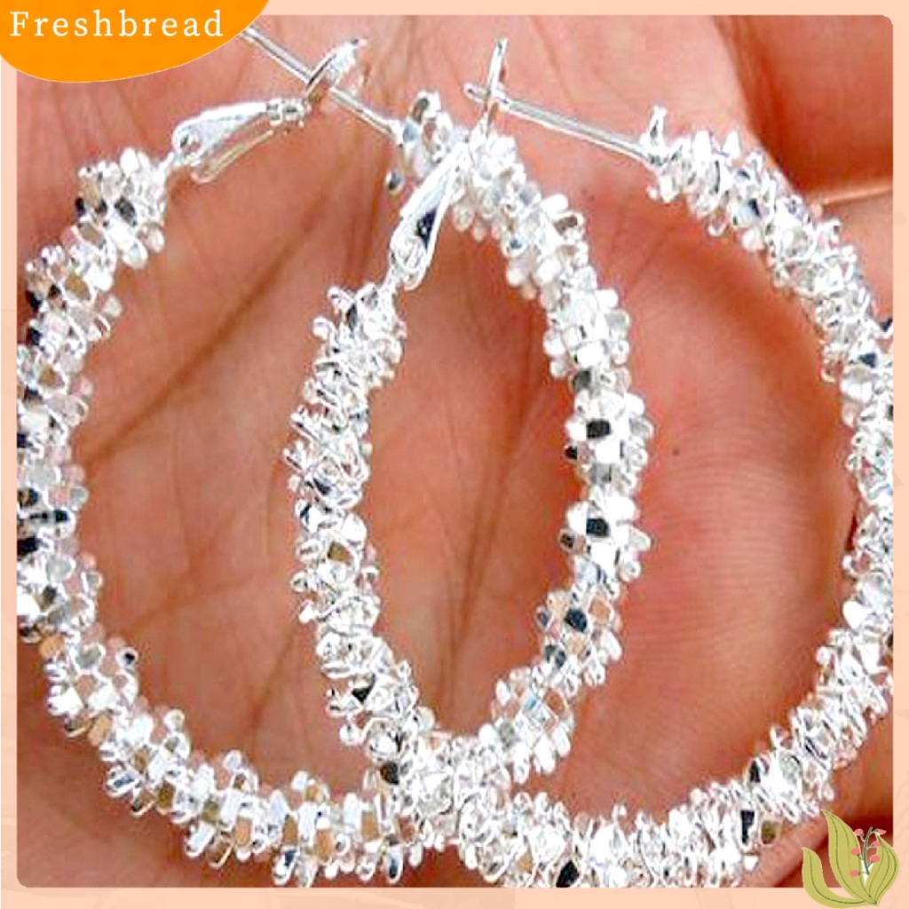 &lt; Freshbread &gt; 1pasang Anting Hoop Ringan Fashion Alloy Tidak Teratur Disimpul Bulat Lingkaran Hoop Earrings Untuk Wanita