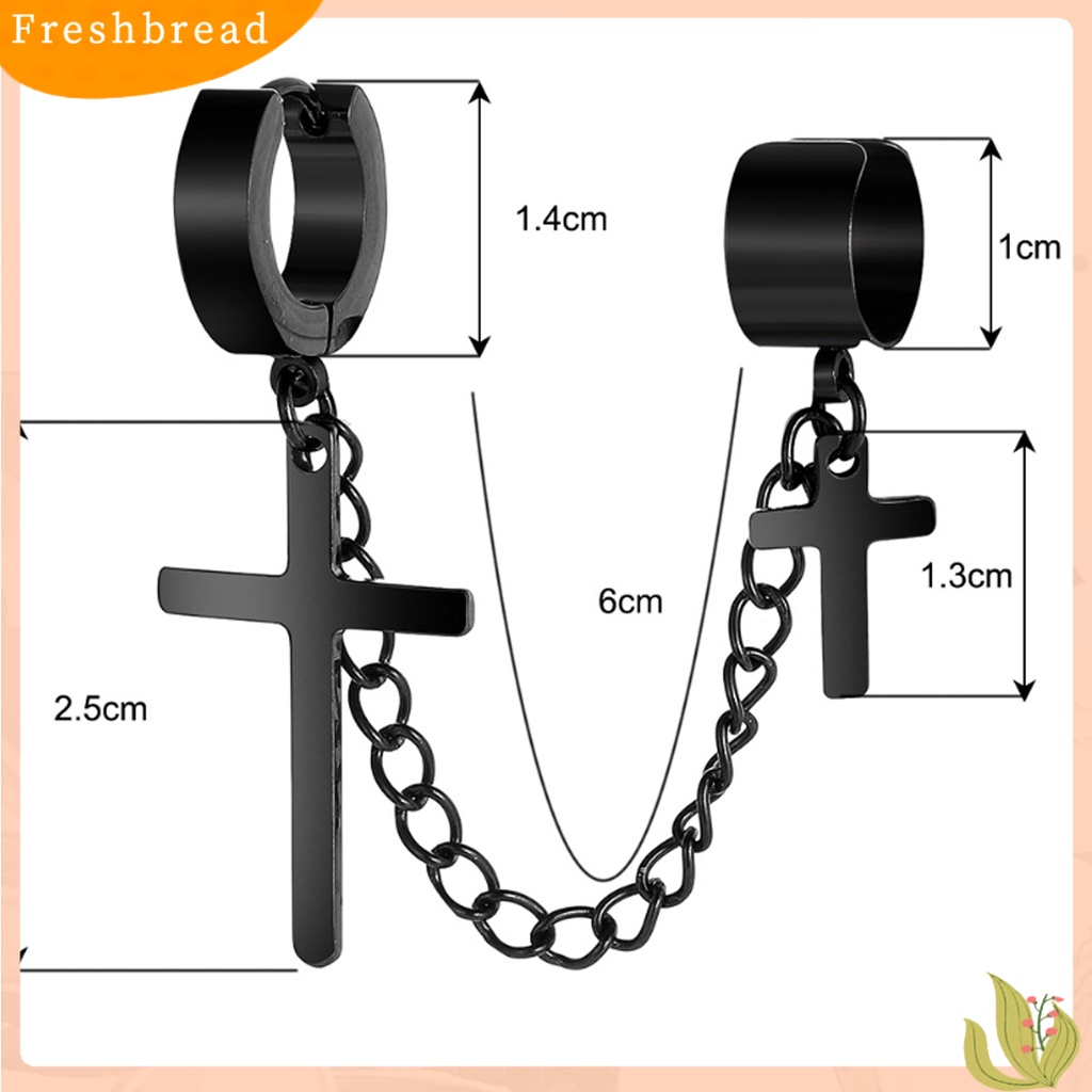 &lt; Freshbread &gt; 1Pc Punk Hip Hop Rantai Logam Telinga Manset Kreatif Salib Rumbai Pria Anting Perhiasan Aksesoris