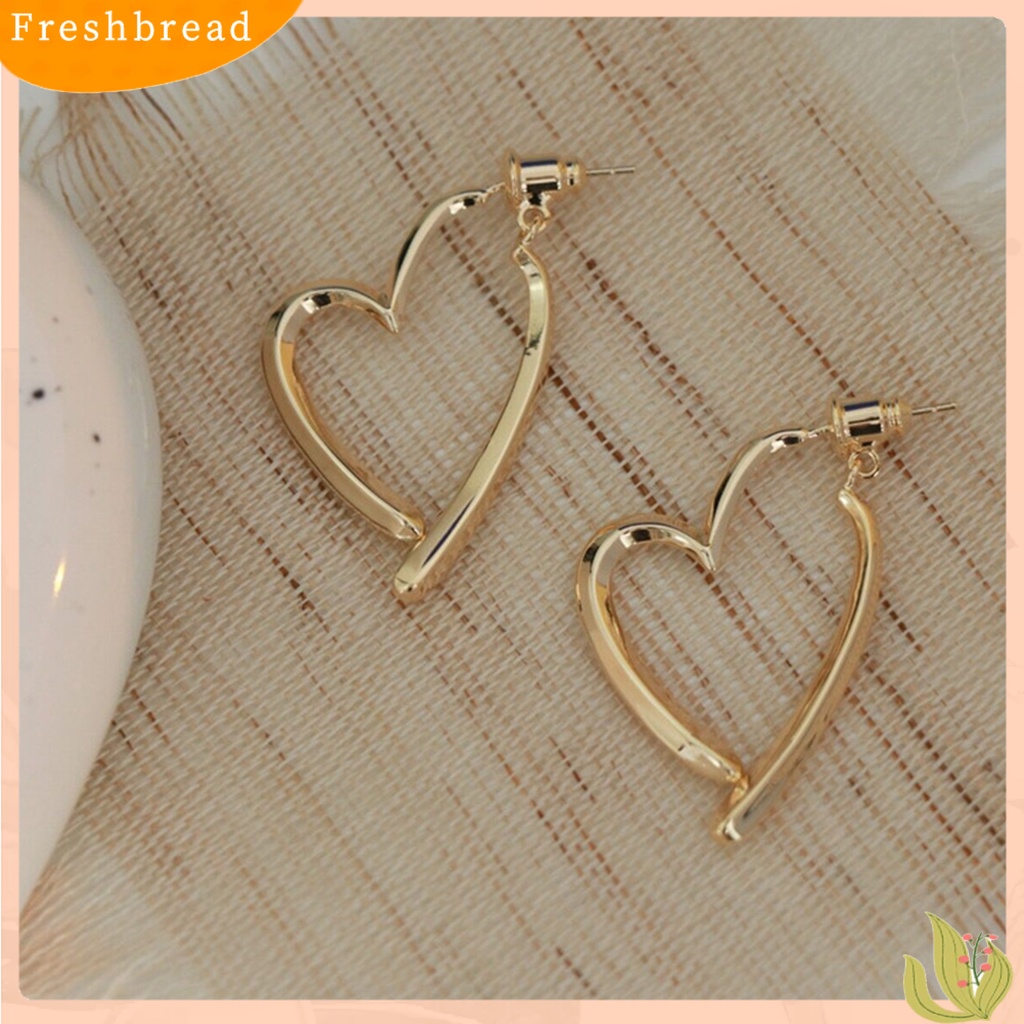 < Freshbread > 1pasang Anting Pejantan Dipoles Electroplating Minimalis Gaya Perancis Cinta Hati Wanita Menjuntai Anting Perhiasan Fashion