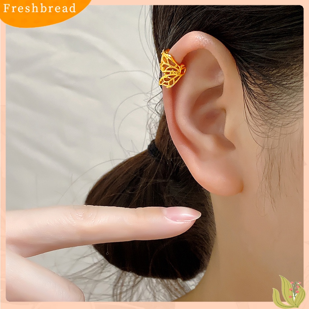 &lt; Freshbread &gt; 1Pc Manset Telinga Non-Piercing Hypoallergenic High Gloss Cantik Mini Hadiah Fashion Perhiasan Berongga Kupu-Kupu Klip Bungkus Tulang Rawan Anting-Anting Untuk Harian