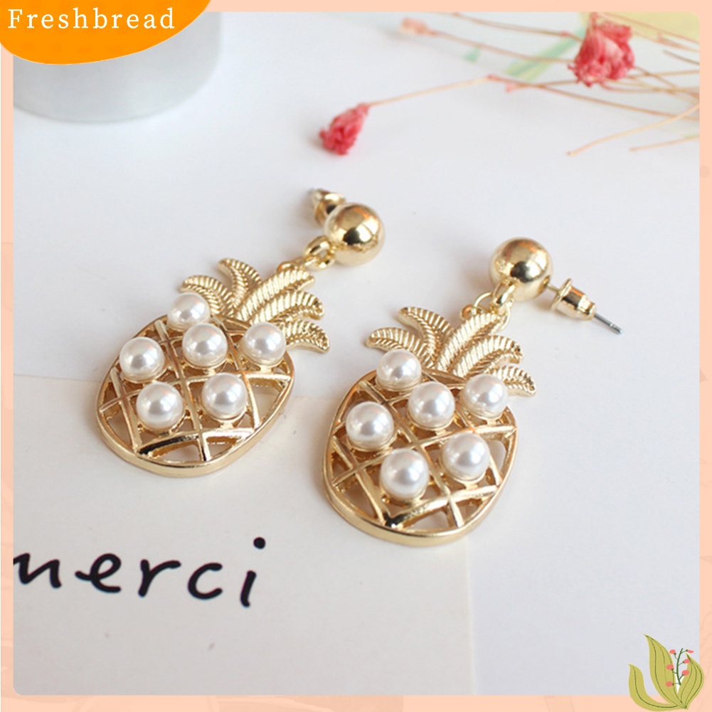 &lt; Freshbread &gt; Kartun Nanas Pohon Kelapa Kaktus Liontin Anting Wanita Ear Studs Jewelry