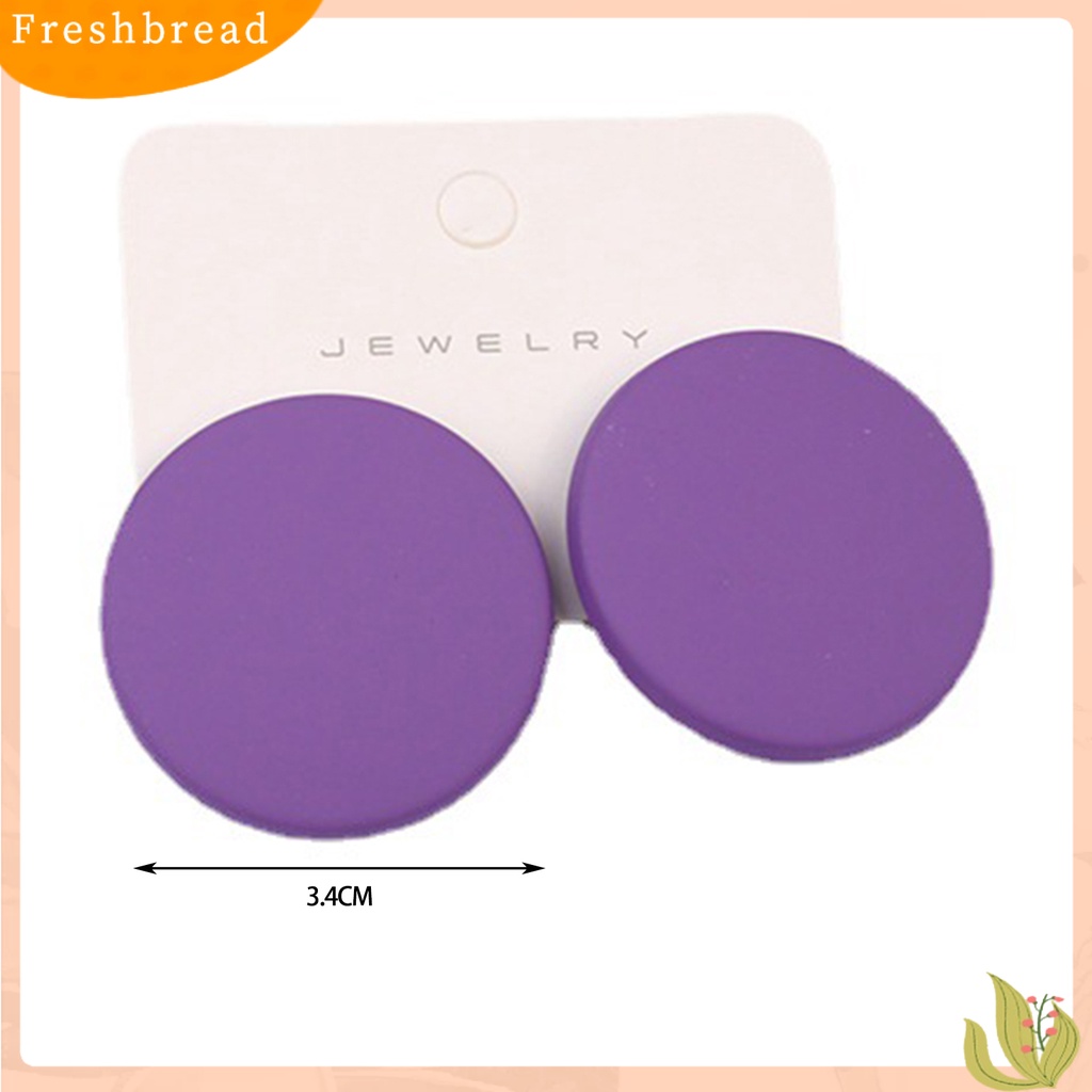 &lt; Freshbread &gt; 1pasang Anting Stud Warna Permen Tindik Cat Geometris Sederhana Wanita Gadis Besar Bulat Telinga Giwang Fashion Perhiasan Hadiah Untuk Pacar