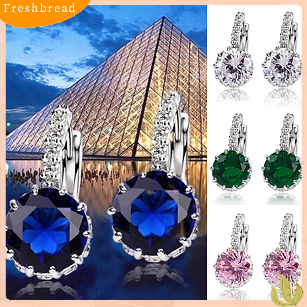 &lt; Freshbread &gt; Wanita Fashion Berlapis Emas 9K Zirkon Berlian Imitasi Huggie Earrings Perhiasan Hadiah