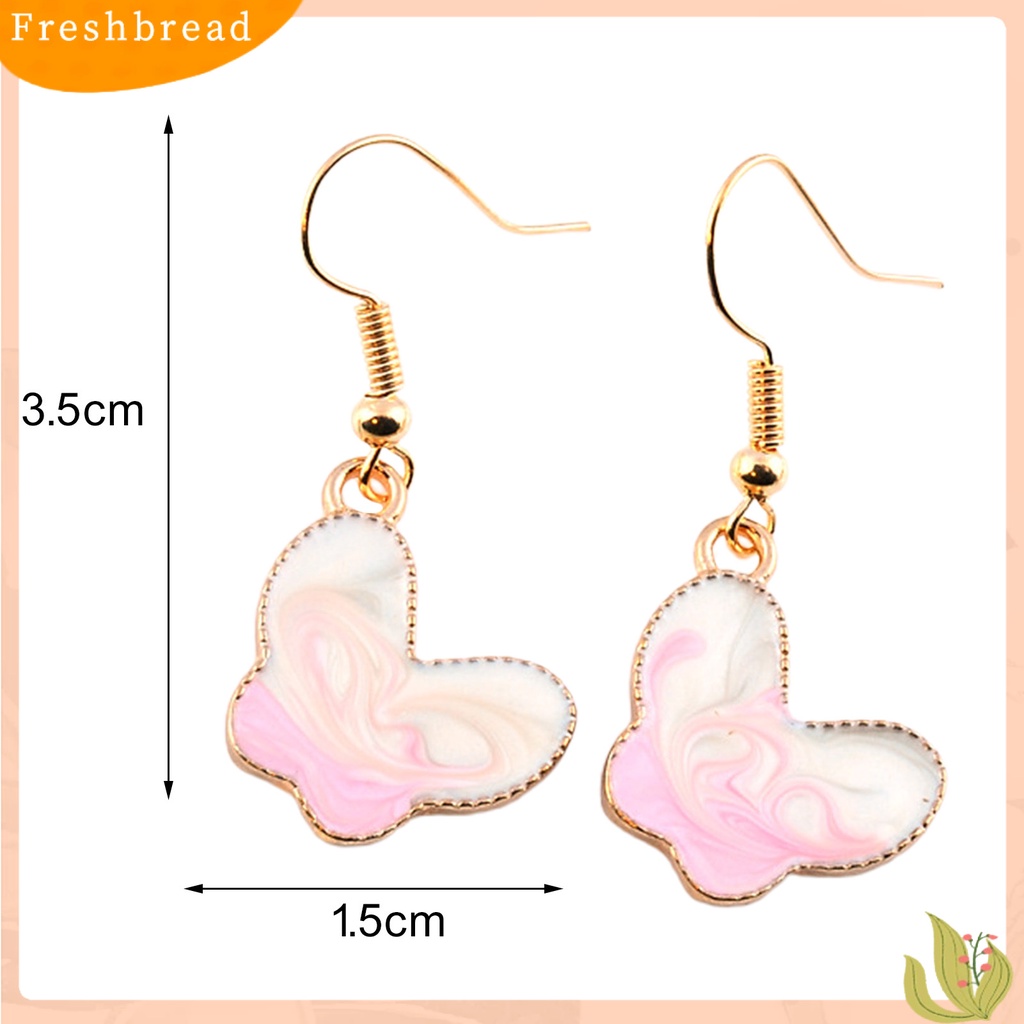 &lt; Freshbread &gt; 1pasang Wanita Anting Kait Lucu Indah Lukisan Minyak Kupu-Kupu Bentuk Drop Earrings Perhiasan Wanita