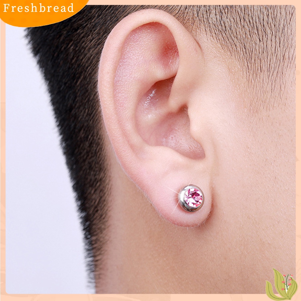 &lt; Freshbread &gt; Unisex Berlian Imitasi Stainless Steel Ear Stud Earrings Helix Piercing Perhiasan Hadiah