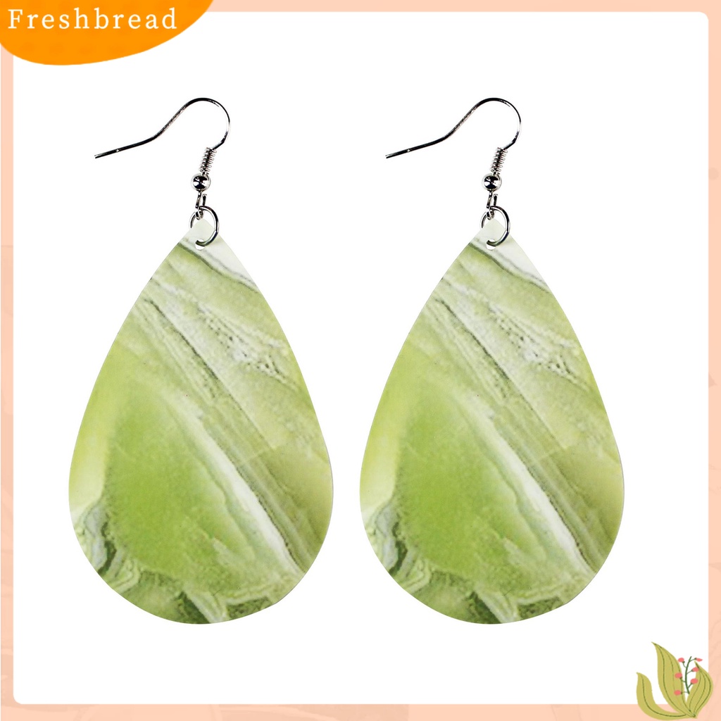 &lt; Freshbread &gt; 1pasang Anting Giwang Eye-catching Simple Halus Semua Cocok Ringan Anting Tekstur Marmer Granit Berbentuk Teardrop Untuk Pakaian Sehari-Hari