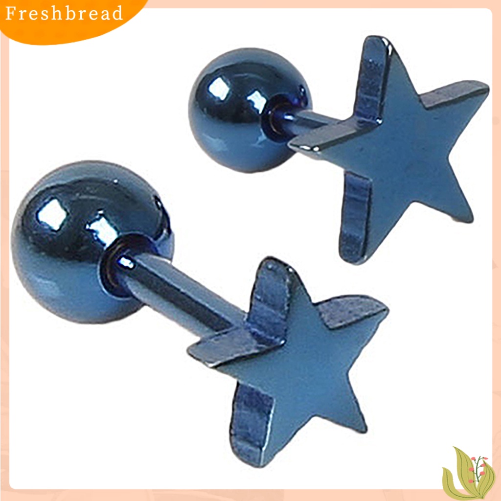 &lt; Freshbread &gt; 1pasang Charms Perhiasan Anting Stud Telinga Bahan Alloy Motif Pentagram Unisex Untuk Pesta