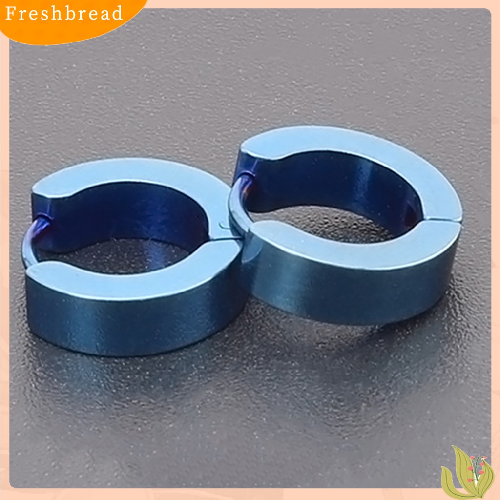 &lt; Freshbread &gt; Anting Bulat Aman Tidak Luntur Unisex Unisex Klip Telinga Bulat Stainless Steel Untuk Club Belanja Pakaian Sehari-Hari