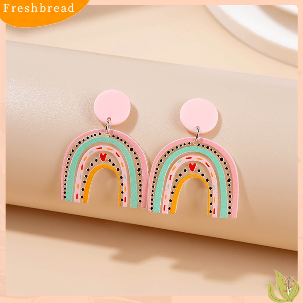 < Freshbread > 1pasang Anting Wanita Bagus Gloss Warna-Warni Fashion Perhiasan Bunga Bintang Kartun Geometris Anting Akrilik Hadiah Ulang Tahun