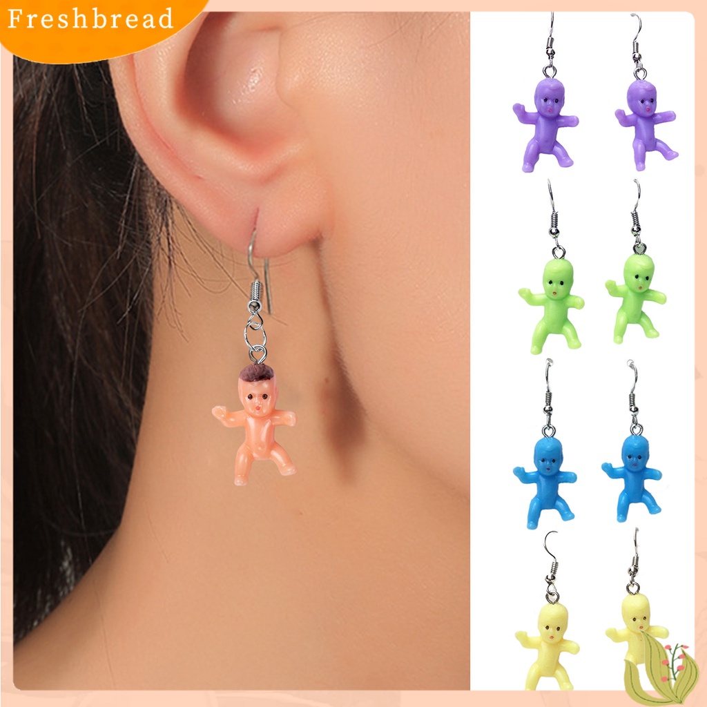 &lt; Freshbread &gt; 1pasang Anting Menjuntai Mini Realistis Buatan Tangan Hias All-match Aksesoris Baby Shower Hadiah Wanita Baby Doll Liontin Drop Earrings Klip Telinga Untuk Pakaian Sehari-Hari