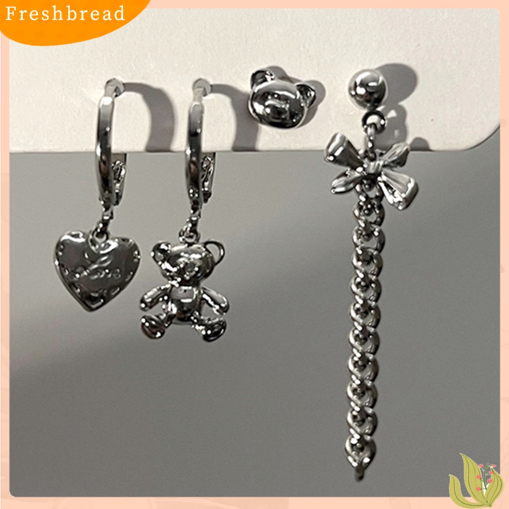 < Freshbread > 1set Anting Wanita Manis Keren Gothic Multi-Gaya Hadiah Elegan Alloy Cinta Hati Berbentuk Hoop Menjuntai Stud Earrings Kit Untuk Pacaran