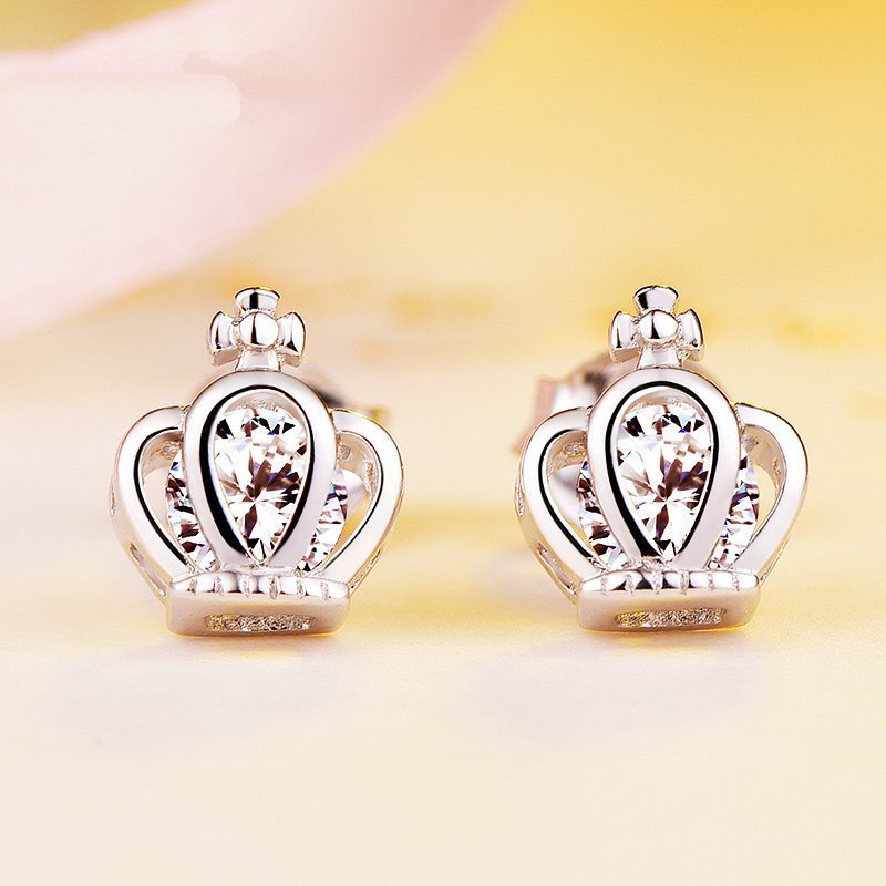 Goldkingdom Aksesoris Perhiasan Fashion Ready Stock Perak Disepuh Temperamen Pribadi Retro Smart Crown Earrings