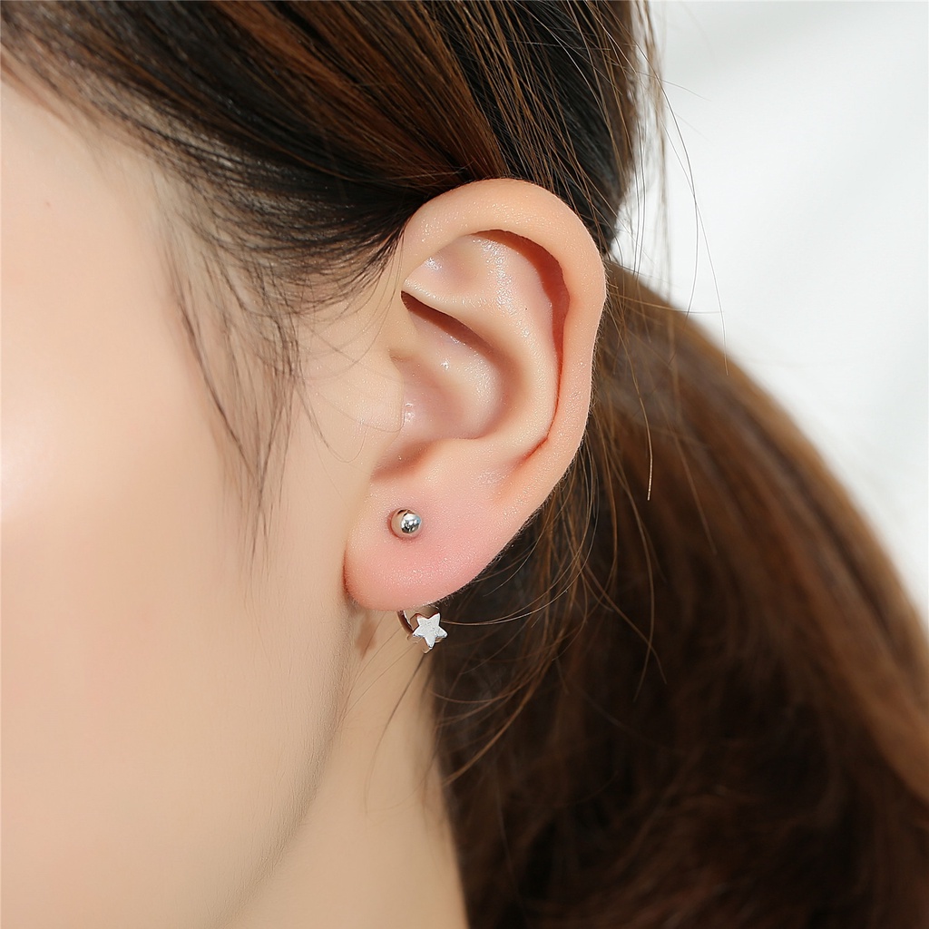 Goldkingdom Aksesoris Perhiasan Fashion Ready Stock Korea Handmade Kreatif Sederhana Ganda-Penggunaan Manik-Manik Bulat Dan Bintang Anting Gantung Hypoallergenic Korea Earrings Earring Buckle.