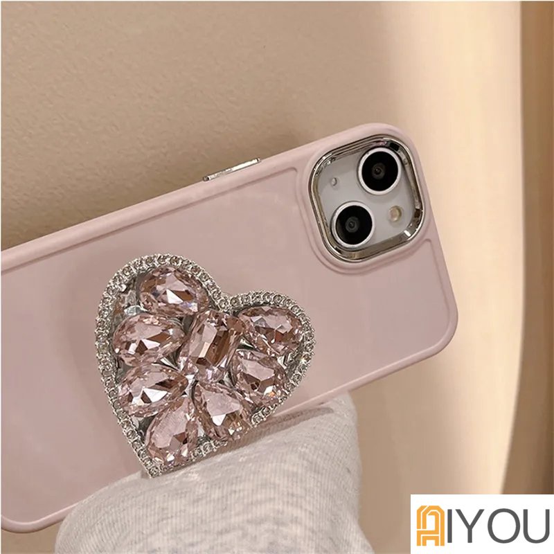 IPHONE Bracket Stand Dudukan Cincin Berlian Merek Mewah Soft Case Untuk Iphone14 13 Pro Max12 11 XS XR X8 7 Plus SE 2020 Silikon Cover