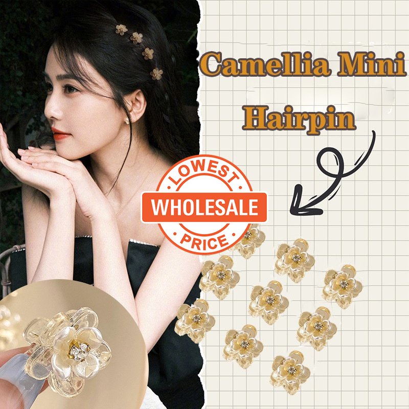 [Grosir] Wanita Fashion Lucu Mini Camellia Braided Hair Claw Gadis Lucu Logam Poni Rambut Klip Berlian Imitasi Mutiara Aksesoris Anak Hiasan Kepala Rambut Manis Mutiara Alloy Cinta Jepit Rambut