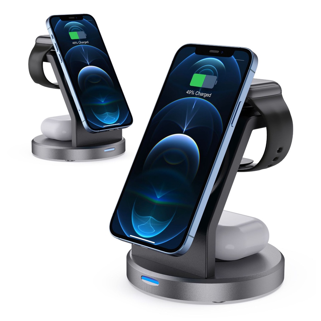 Multifunctional Magnetic 3 in 1 Wireless Charger Vertical Mobile Phone Stand Watch Wireless Charger