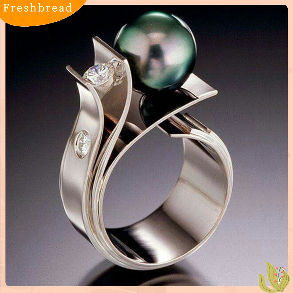 {In Stock} Fashion Wanita Mutiara Imitasi Berlian Imitasi Bertatahkan Jari Cincin Hadiah Perhiasan Pernikahan