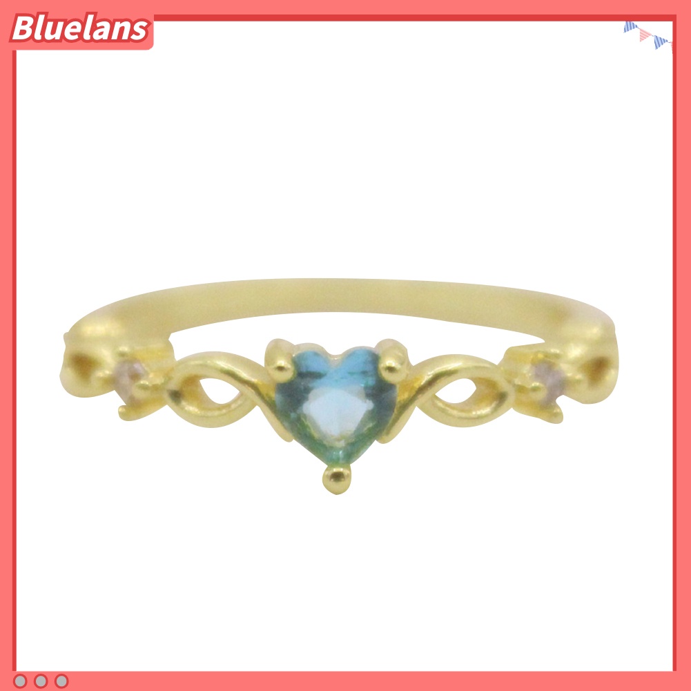 {In Stock} Wanita Fashion Hati Cubic Zirconia Tergabung Hollow Band Cincin Hadiah Perhiasan Pernikahan