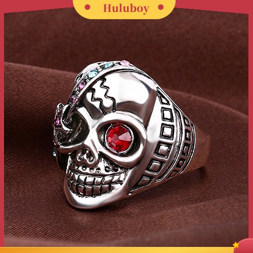 {Ready Stock} Unisex Fashion Gaya Punk Tengkorak Bintang Berlian Imitasi Bertatahkan Hadiah Kekasih Cincin Perhiasan