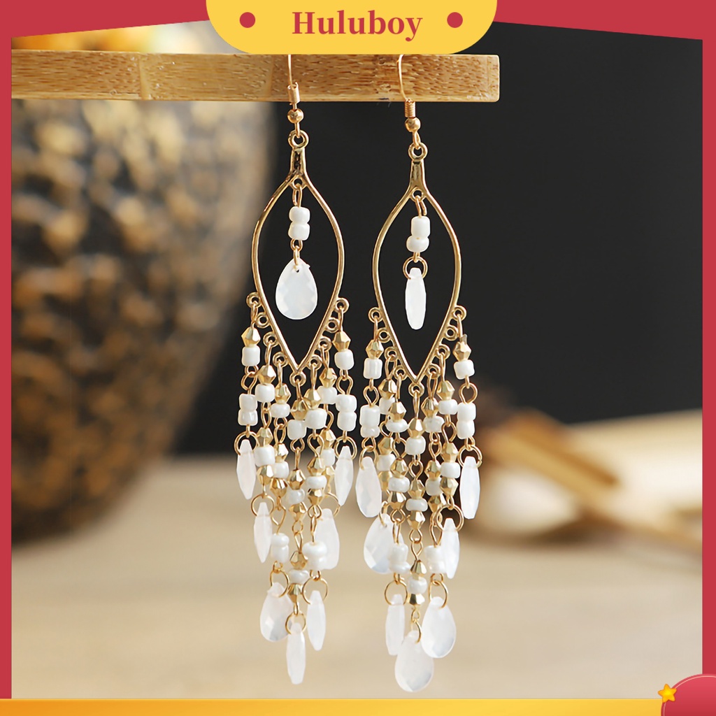 {Ready Stock} 1pasang Anting Kait Jumbai Perhiasan Bohemian Anting Drop Panjang Multiwarna Untuk Perjamuan