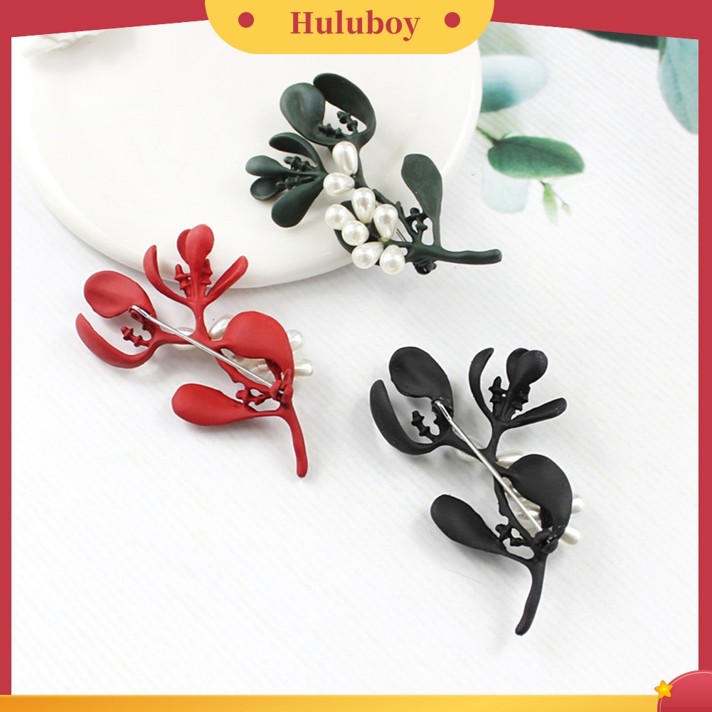 {Ready Stock} Wanita Mutiara Imitasi Daun Tanaman Bros Pin Korsase Kemeja Setelan Kerah Aksesori