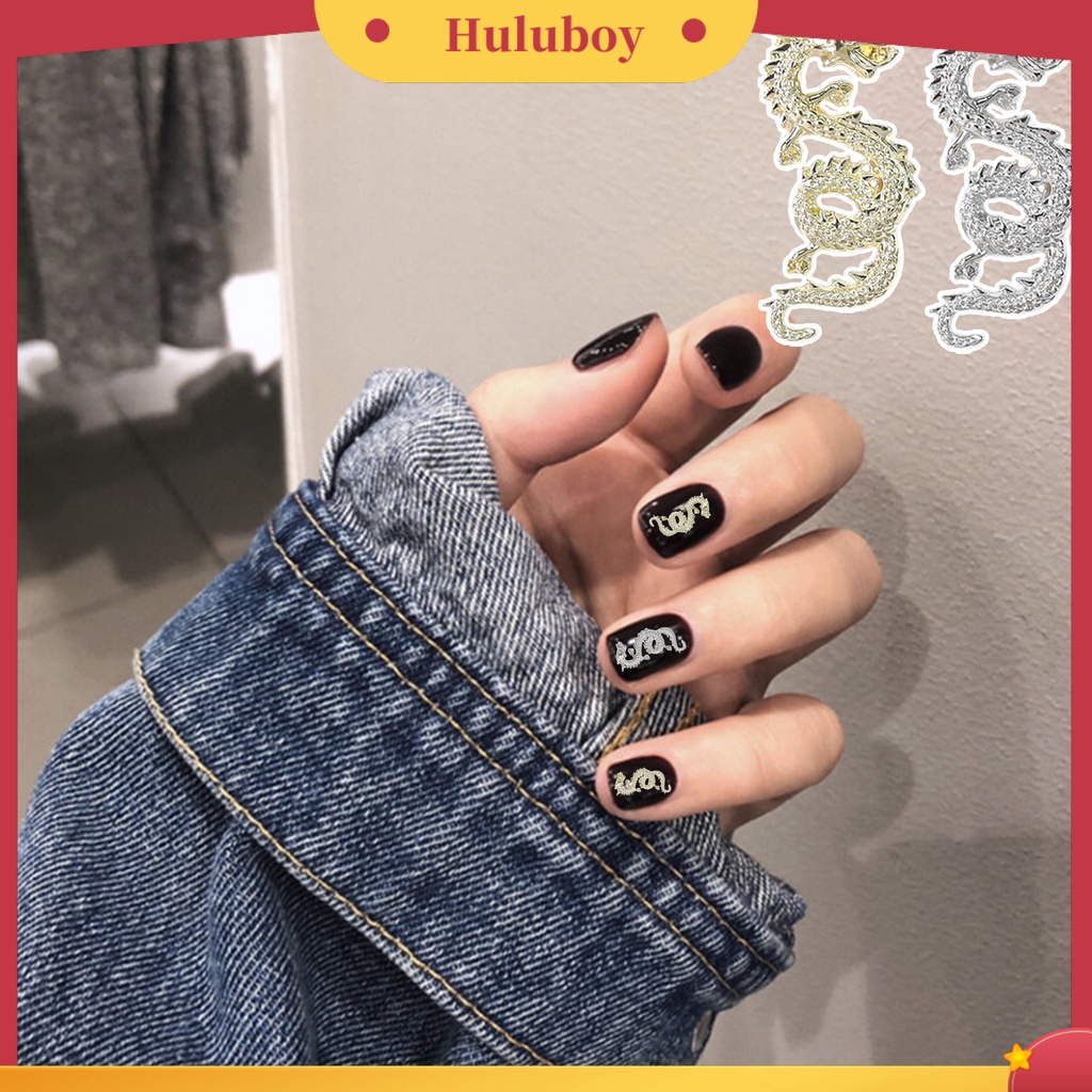 {In Stock} 10Pcs Perhiasan Paduan Kuku Indah Bersinar Indah Tiga Dimensi Mudah Di Tempel DIY Warna Nude Gaya Nasional Seri Naga Alloy Manicure Decor Untuk Wanita