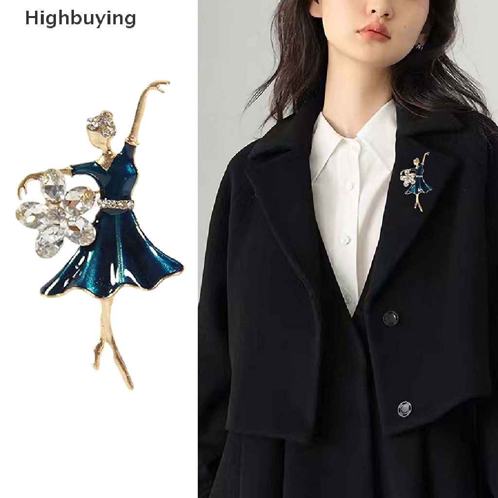 Hbid Fashion Wanita Enamel Kristal Bunga Ballet Dancer Bros Pin Syal Baju Bros Hadiah Glory