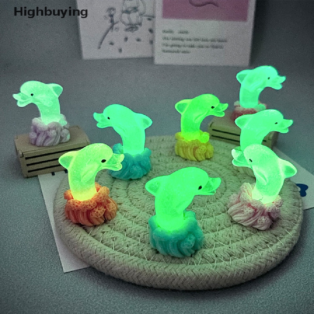 Hbid 5 Pcs Fluorescence Kartun Dolphin Dekorasi Kamar Ornamen DIY Miniatur Dolphin Dekorasi Lanskap Aksesoris Glory