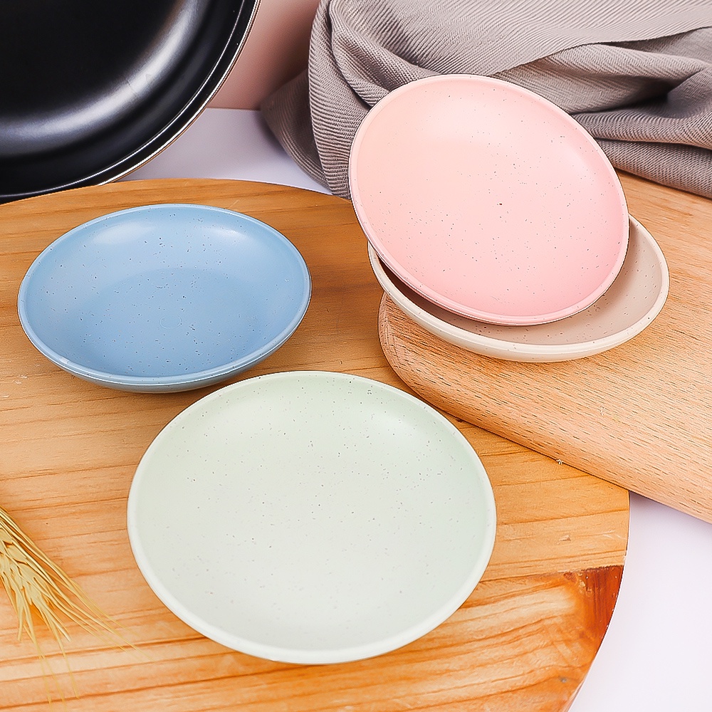 Dapur Rumah Tangga Wheat Straw Dipping Dish Salad Saucer/Piring Buah Dessert Kue Multifungsi/Nordic Style Round Seasoning Dish/Peralatan Makan Tulang Ludah Meja
