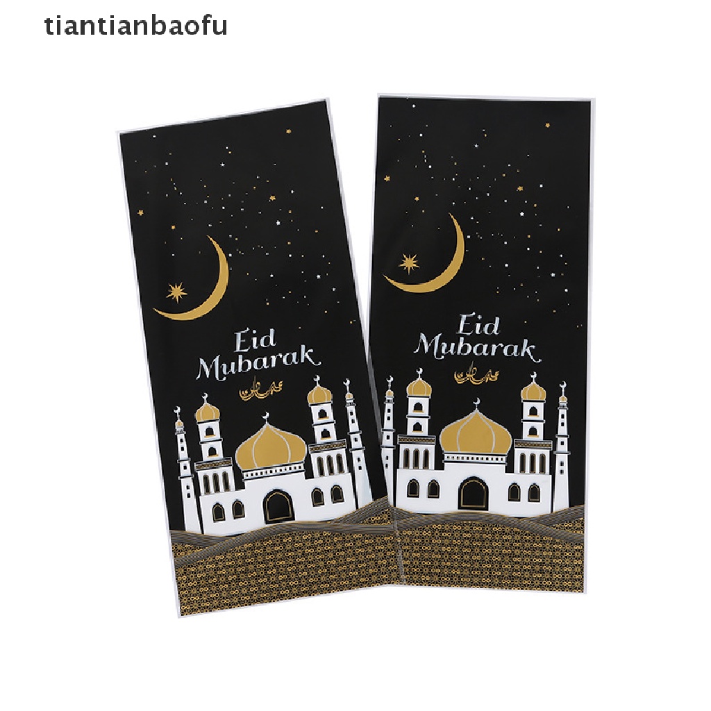 [tiantianbaofu] 50 Pcs Eid Mubarak Hadiah Tas Plastik OPP Permen Cookie Bag Perlengkapan Pesta Muslim Butik