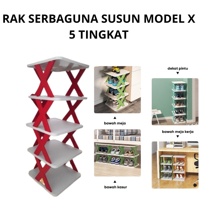 Rak Serbaguna Susun 5 Tingkat Model X / Rak Susun Serbaguna Model X 5 Tingkat