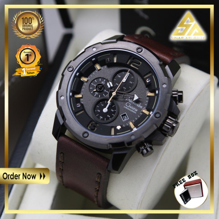 JAM TANGAN ALEXANDER CHRISTIE ALEXANDRE CHRISTIE PRIA COWOK ORIGINAL ORI BRANDED BLACK BROWN AC 6410