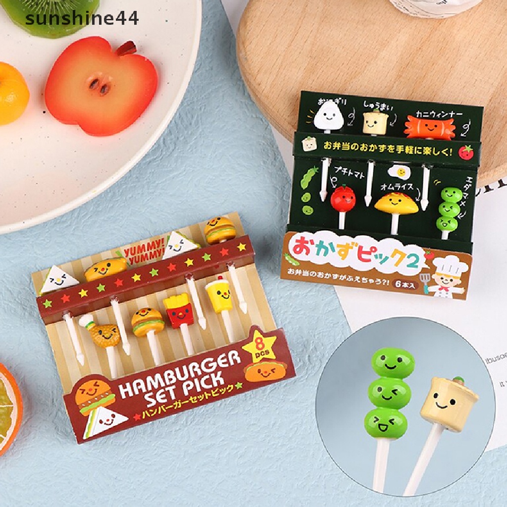 Sunshine Garpu Buah Anak Lunch Box Semangka Mini Plastik Dessert Pastry Anak Snack Garpu Set Kecil Lucu Dessert Kue Forks ID