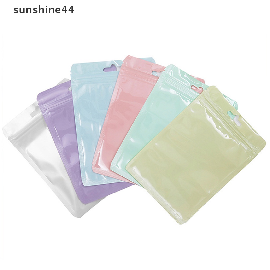 Sunshine 10pcs Matte Pink Hijau Putih Flat Hadiah Kosmetik Perhiasan Kantong Paket Bag ID