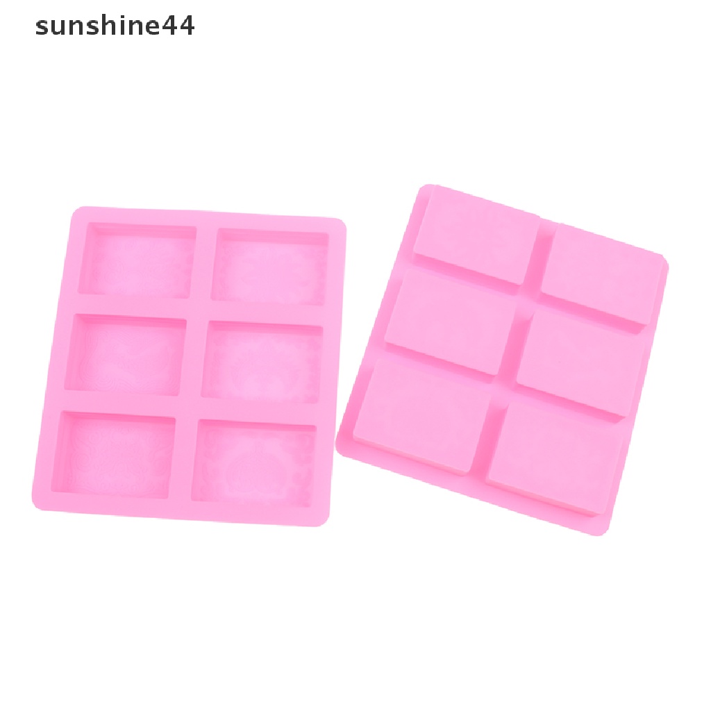 Sunshine 1Pc Cetakan Sabun Silikon Persegi Panjang 6rongga DIY Portable Cake Mold ID