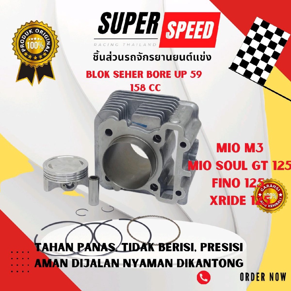 BLOK SEHER BORE UP MIO M3 MIO SOUL GT FAZZIO 125 160 CC 59 MM