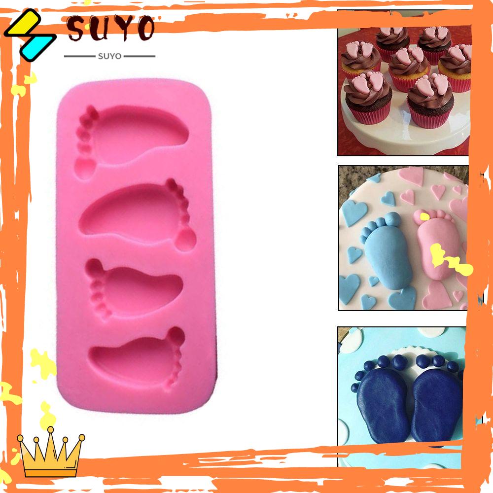 Suyo 3D Perlengkapan Baking Kaki Bayi Fondant Sabun Cetakan Silikon