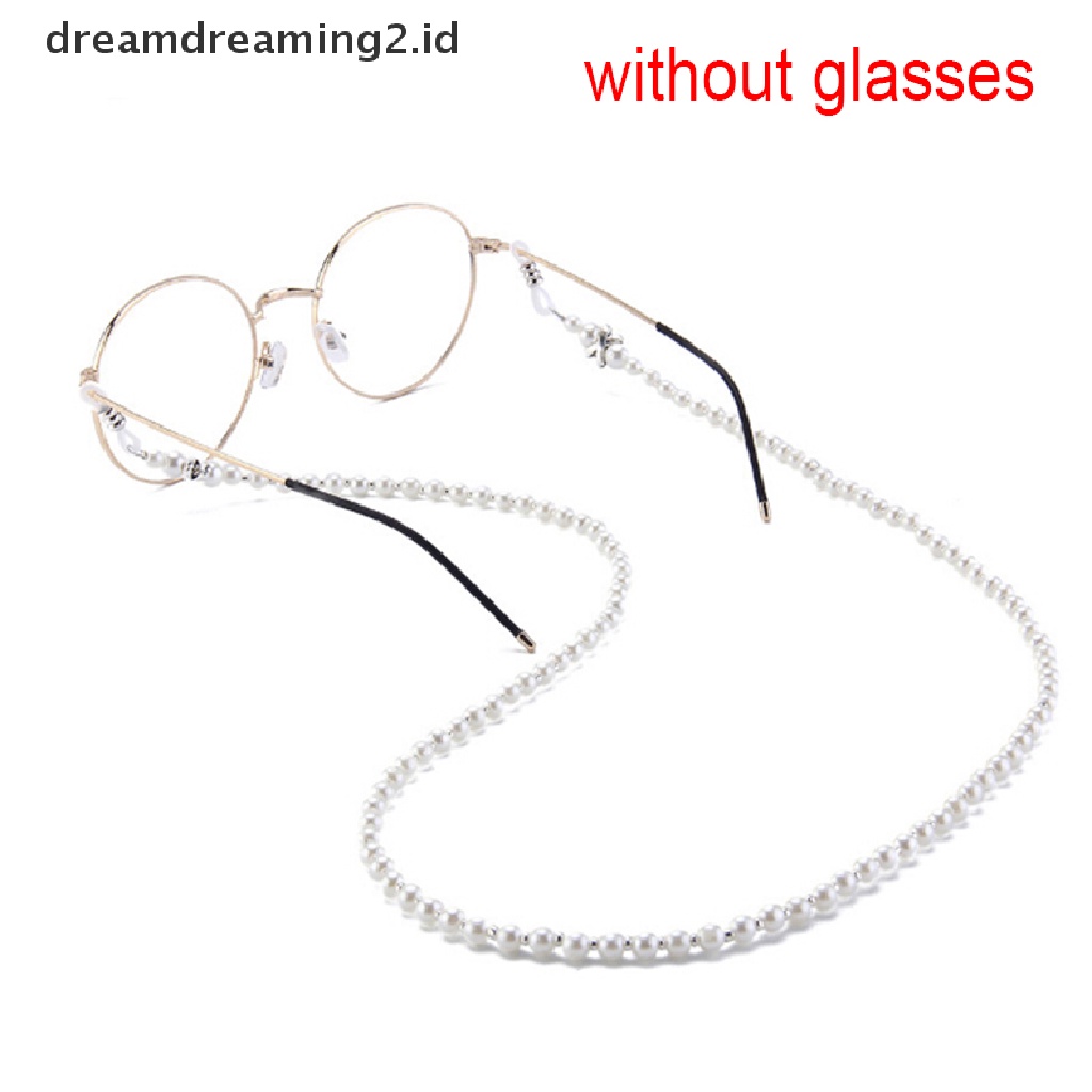 (hot) Mutiara Gantungan Kacamata Hitam Rantai Kacamata Baca Spectacles Neck Cord Metal Strap//