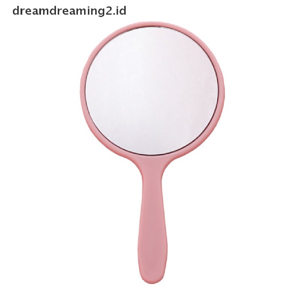 (hot) Cermin Rias Genggam Bulat Vanity Mirror Dengan Handle Hand Mirror Kosmetik//