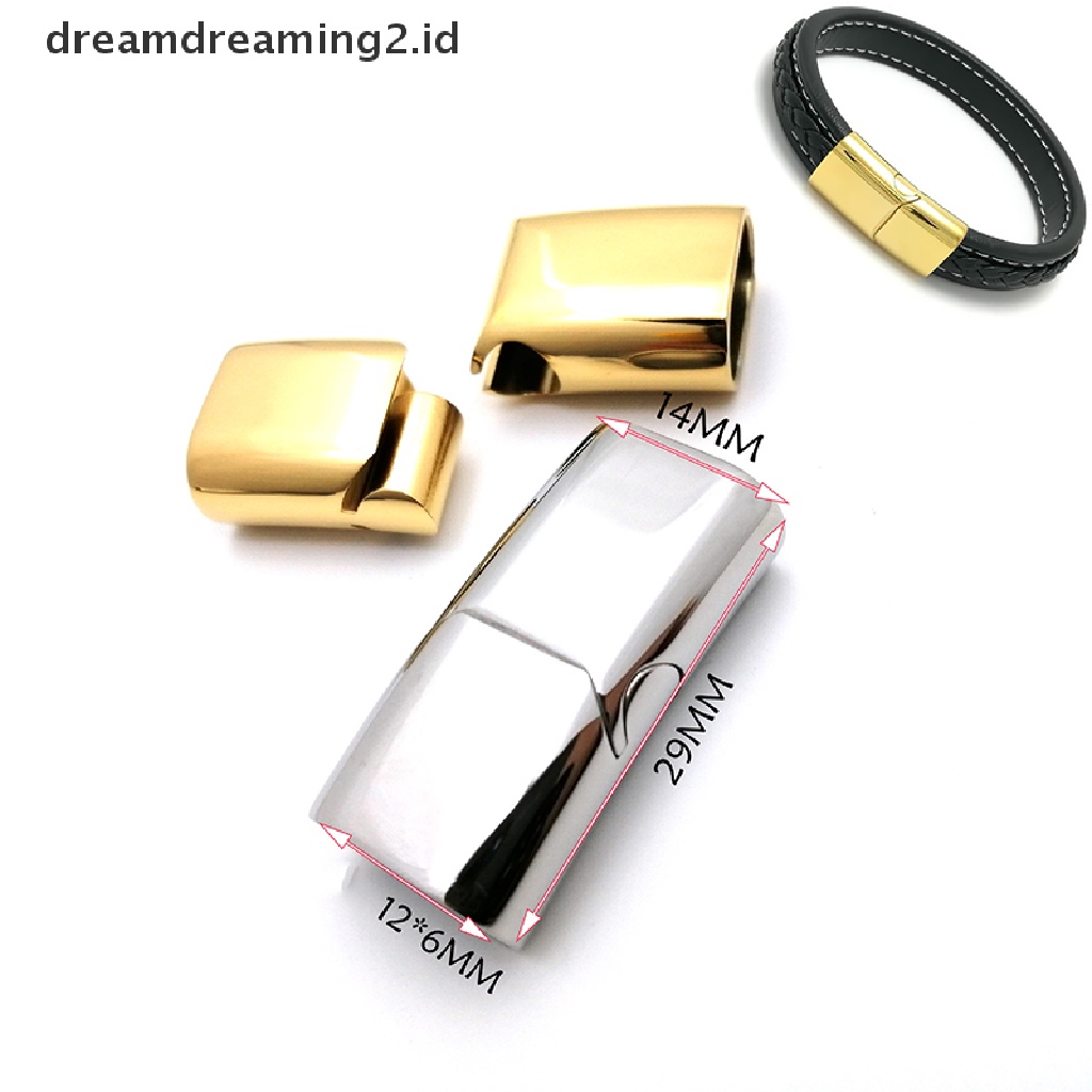 (hot) Lubang Gesper Magnetik Stainless Steel Untuk Perhiasan Gelang Gesper Tali Kulit DIY//