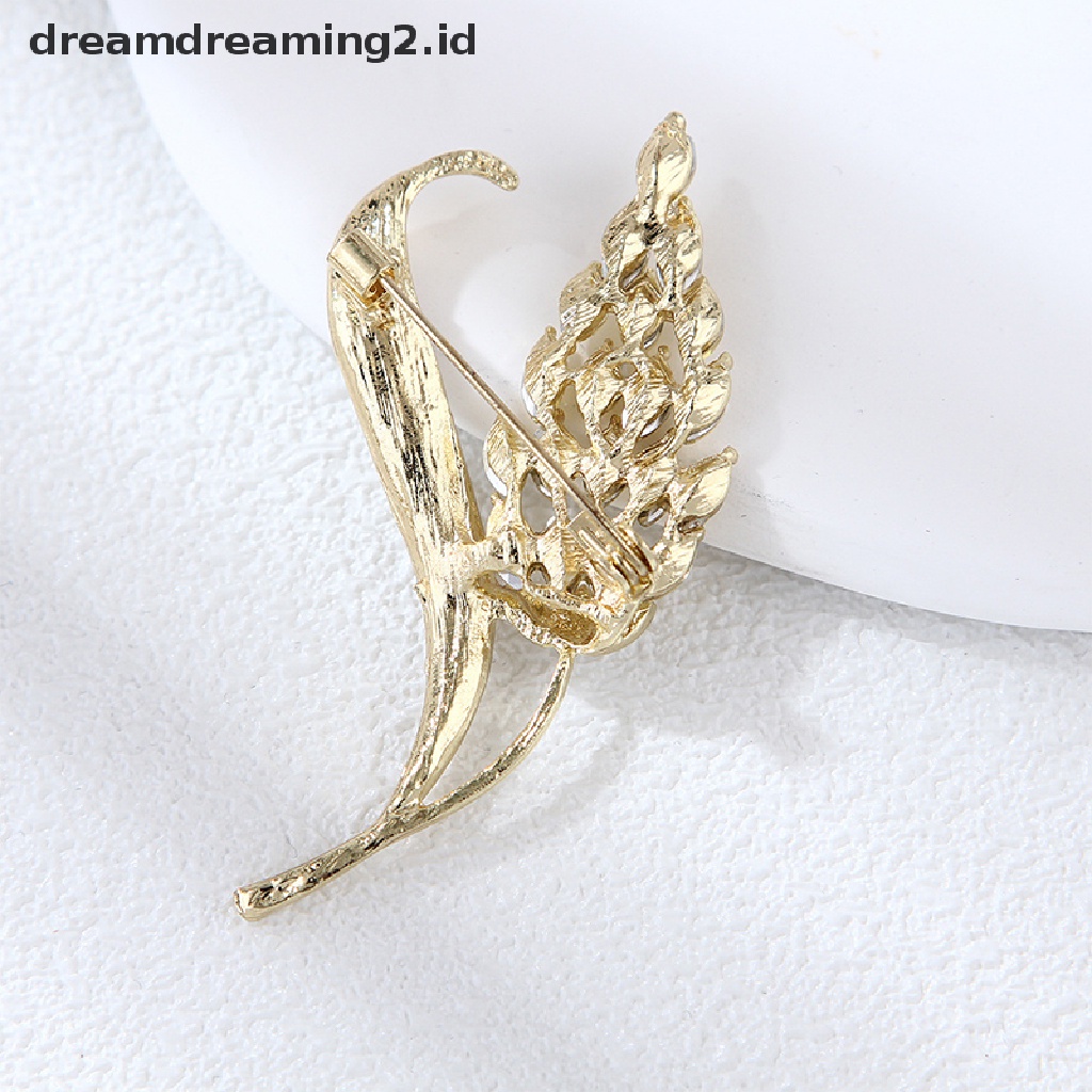 (hot) Golden Ear Of Wheat Bros Wanita Halus Berlian Imitasi Gandum Telinga Bros Kerah Pin Jas Bros Perhiasan//