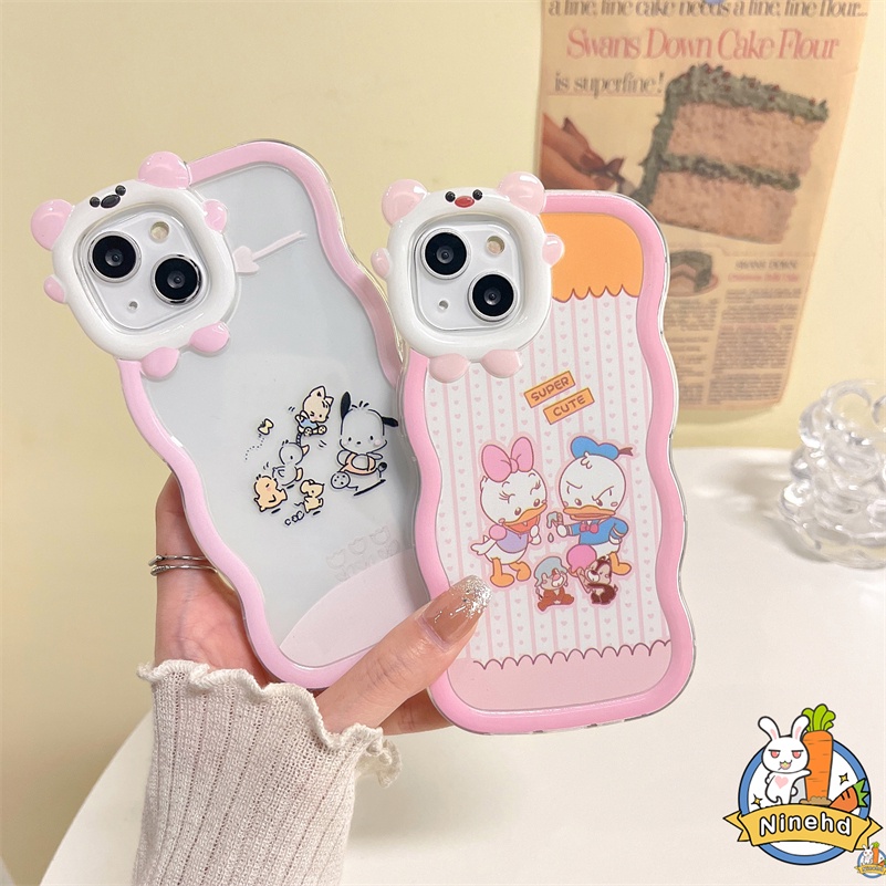 IPHONE Casing Kompatibel Untuk Iphone14 13 12 11 Pro Max X Xr Xs Max7 8 6 6s Plus SE Pasangan Kartun Bebek Casing Ponsel Lensa Monster Kecil Bening Soft Case Cover Shockproof Cover Pelindung