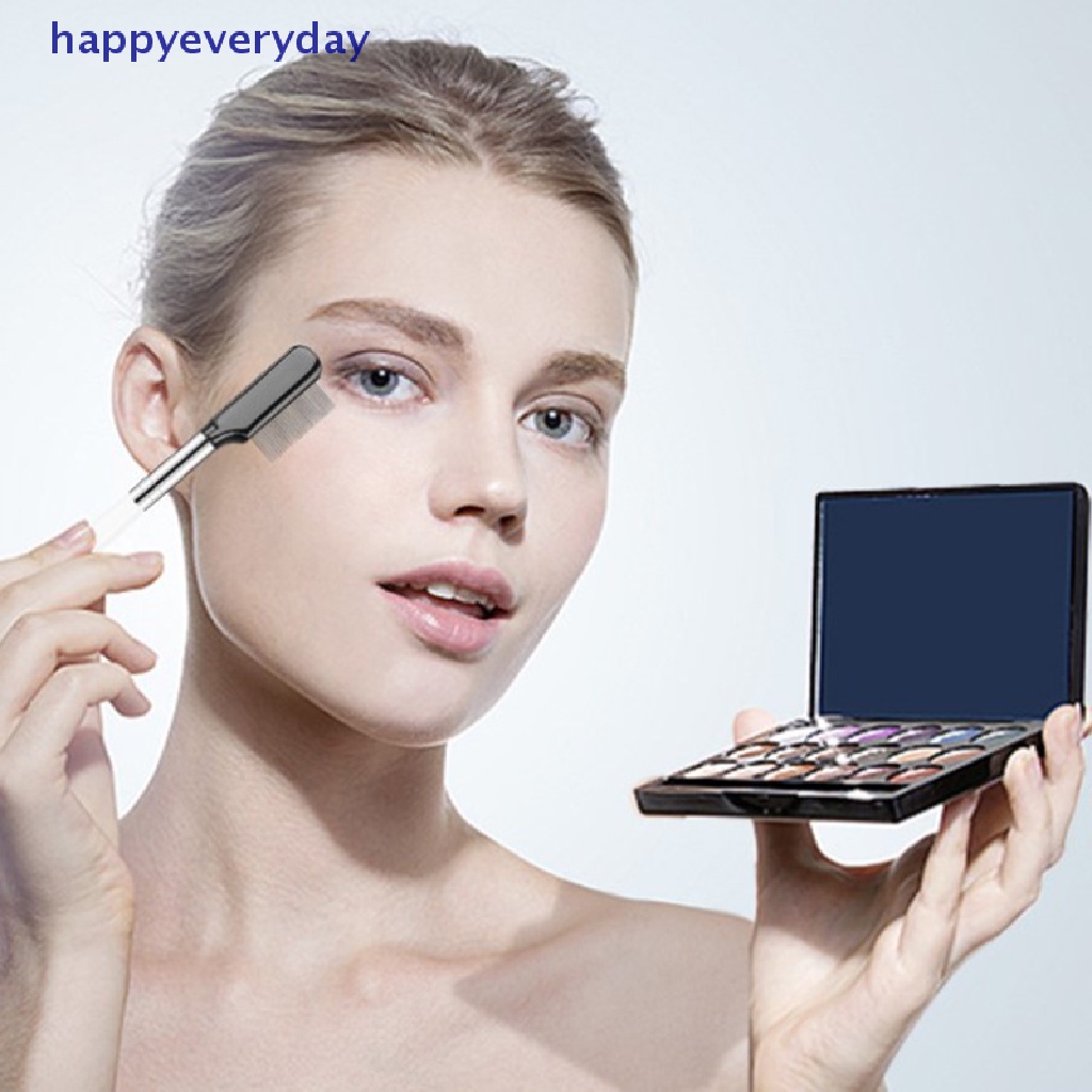 [happy] Sisir Alis Stainless Steel Brush Makeup Sisir Bulu Mata Dengan Penutup Alat Kosmetik [ID]