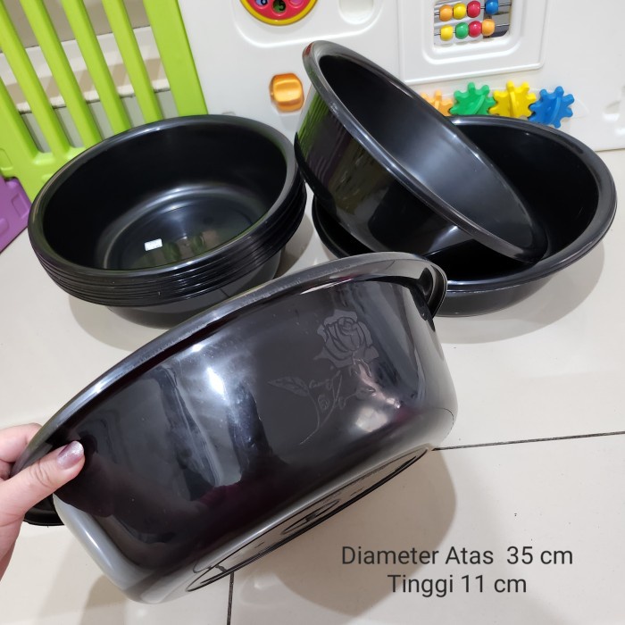 Baskom JOVANCA BLACK EDITION 35 Cm Plastik Karet Lentur Wadah Cuci