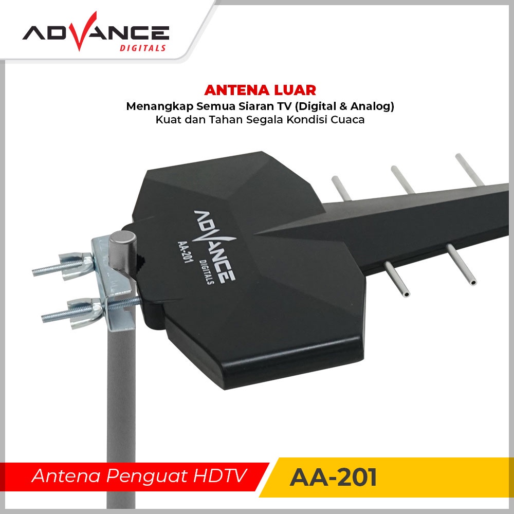 ADVANCE Antena Outdoor TV Digital Analog UHF DVD-T2 Include Kabel 10M DVB-T2 / Antena HDTV AA-201 Bisa Untuk STB dan Tv Dengan Booster