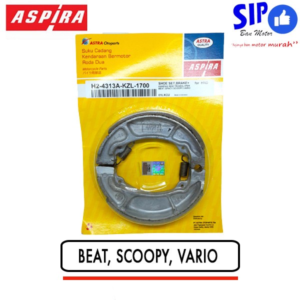 Kampas Rem Belakang Aspira Beat Spacy Scoopy Vario Pirodo