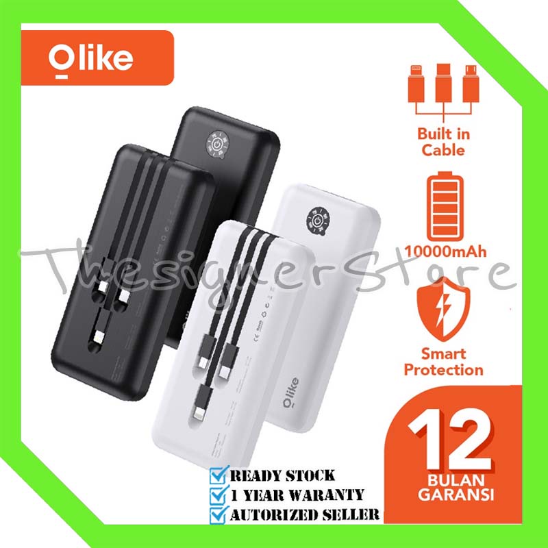 Olike PB1 Powerbank 10000mah 2.1A Lightning Micro Type C Fast Charging Real Capacity LED Battery Display