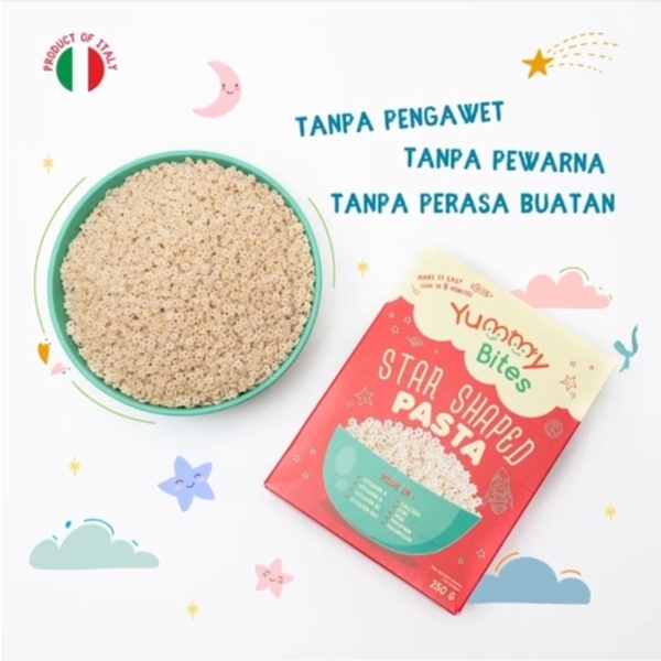 Yummy Bites Star Shaped Pasta 250g / Pasta Mpasi bayi 6bulan / Pasta Bayi Sehat