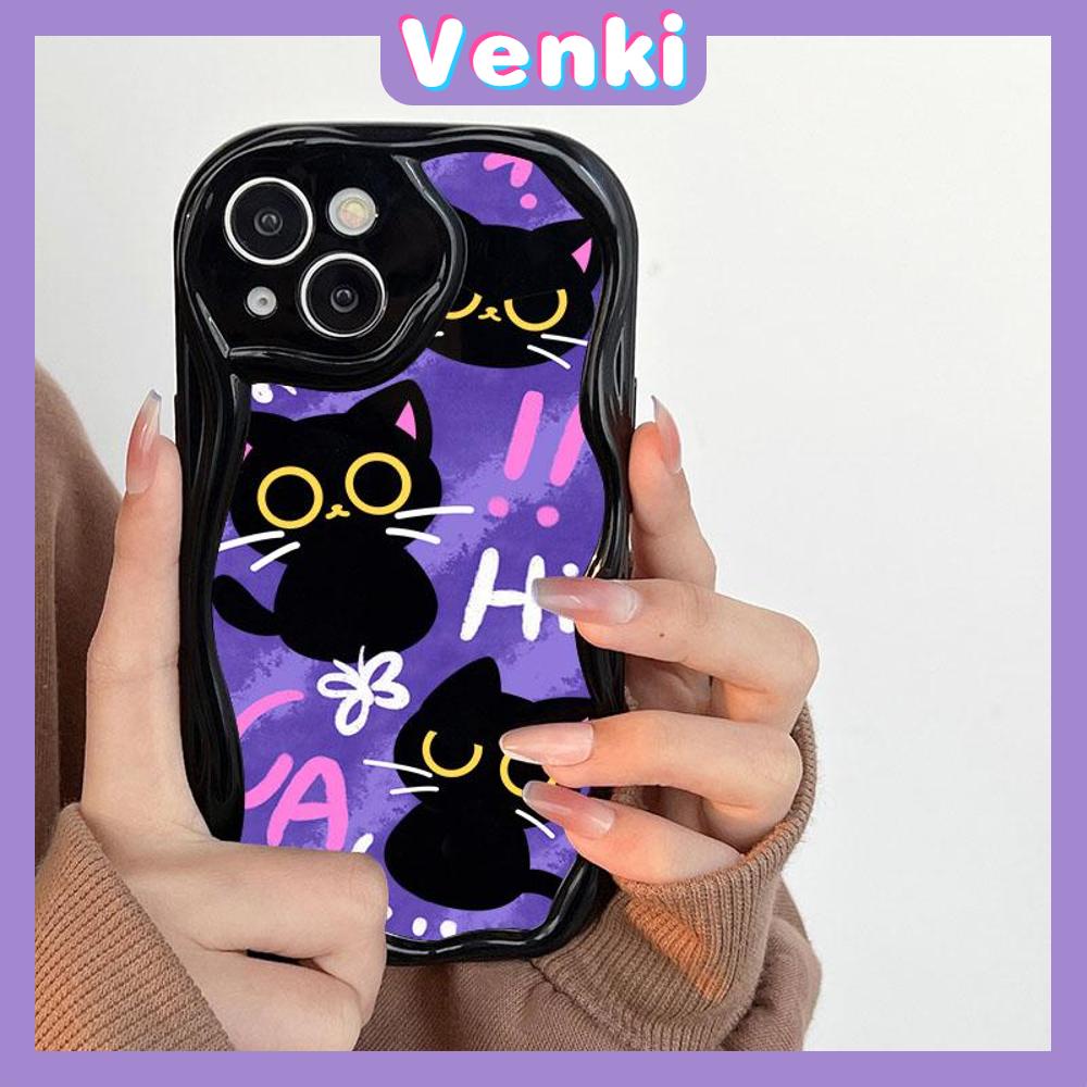 Case iPhone 11 Pro Max TPU Soft Glossy Curved Wave Case Cute Cartoon Cat Camera Protection Shockproof For iPhone 14 13 12 11 Plus Pro Max 7 Plus X XR